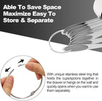 Measuring Cups & Spoons Set of 16, Wildone Stainless Steel Measuring Cups and Measuring Spoons with Gray Silicone Handle, Including 8 Nesting Cups, 8 Spoons, for Dry and Liquid Ingredient