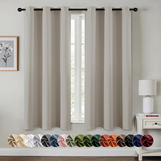 MIULEE Blackout Curtains for Bedroom 2 Panels 40 x 54 Inch Long Natural | by MIULEE