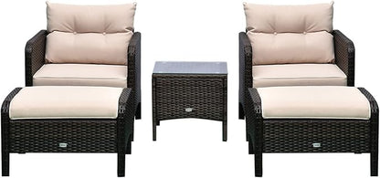 Outsunny 5 Pieces Rattan Wicker Lounge Chair Outdoor Patio Conversation Set - Image 6