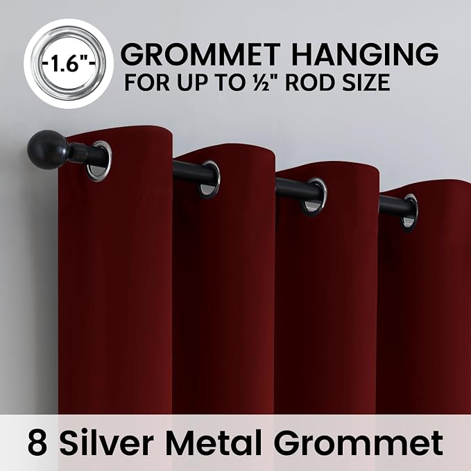 SimpleHome Burgundy Red 100% Blackout Curtains Room Darken Living Room 84 | - Image 6
