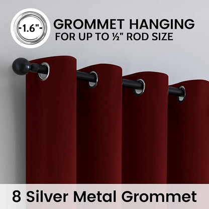 SimpleHome Burgundy Red 100% Blackout Curtains Room Darken Living Room 63 | - Image 6