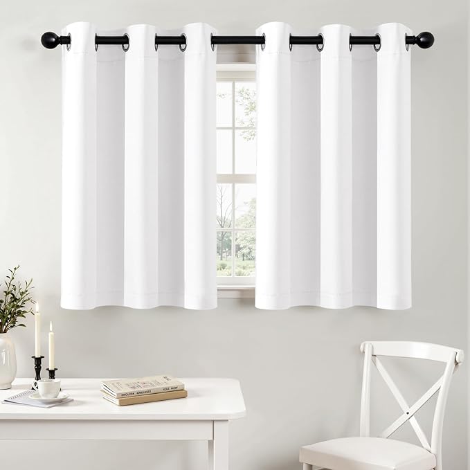 MIULEE Blackout Curtains for Bedroom 2 Panels 40 x 36 Inch Long Pure White | by MIULEE