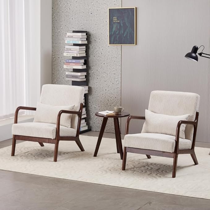 Mid-Century Modern Accent Chair&Coffee Table Set, Vintage Luxury Style - Image 3