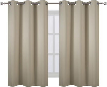Beige Blackout Curtains 34 x 54 Inch Length/Set of 2 Curtain Panels/Thermal - Image 2