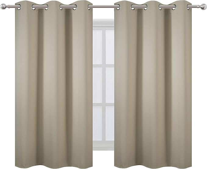 Beige Thermal Blackout Curtains/38 x 54 Inch/Set of 2 Panels Room Darkening - Image 2