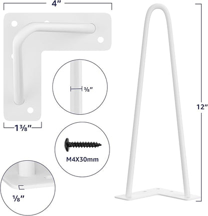 SMARTSTANDARD 12 Inch Heavy Duty Hairpin Furniture Legs, Metal Home DIY Projects - Image 2