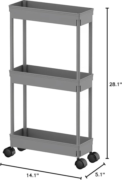 Sooyee Slim Storage Cart, 3 Tier Bathroom Rolling Utility Cart Storage - Image 7