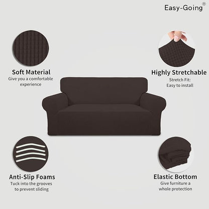 Easy-Going Stretch Oversized Loveseat Couch Covers Washable Chocolate | 1-Piece - Image 3