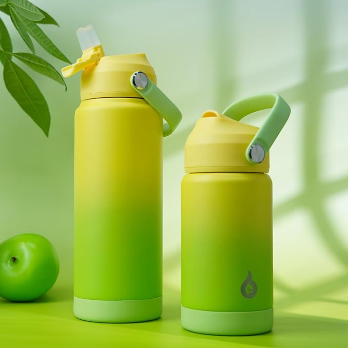 BJPKPK Water Bottle with Straw Lid, 24oz Vacuum Insulated Water Bottles, Metal Stainless Steel Thermos for Sports, Travel, BPA Free Leak Proof Thermos, Cups, Flasks, Tumblers,Green