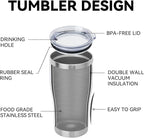 DOMICARE 20oz Tumbler with Lid Stainless Steel Tumblers Bulk, Double Wall Vacuum Insulated Coffee Travel Mug Powder Coated Tumbler, 4 Pack White