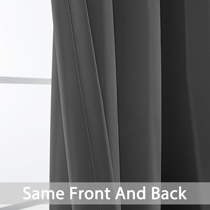 Yakamok Charcoal Grey Room Darkening Curtains 84 inch Sliding Door Drapes | 1 - Image 4