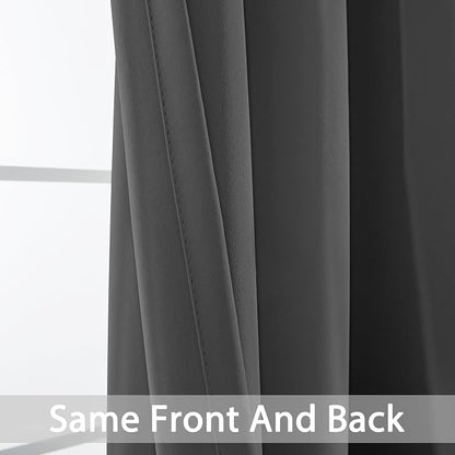 Yakamok Charcoal Grey Room Darkening Curtains 84 inch Sliding Door Drapes | 1 - Image 4