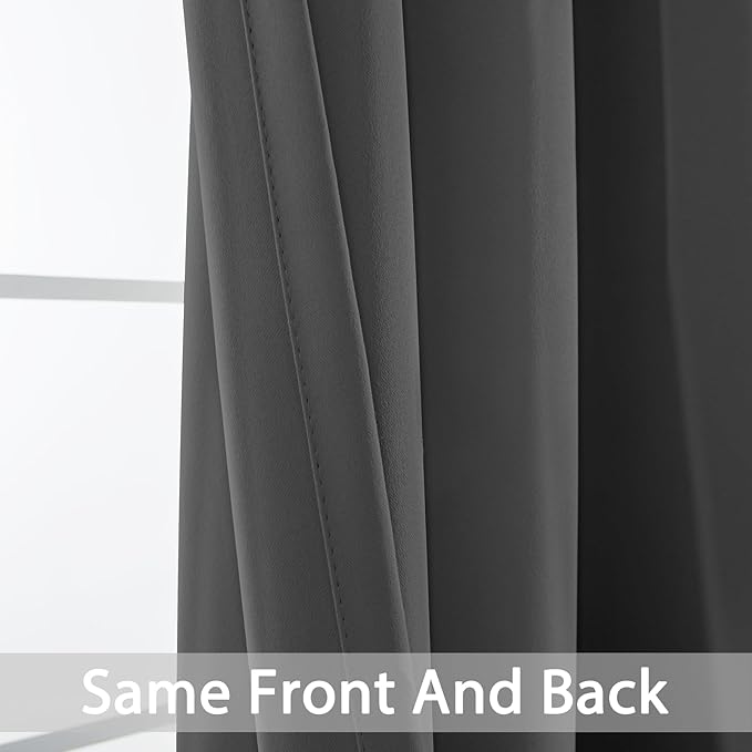Yakamok Room Darkening Curtains 70x84 inch Length Charcoal Grey-Living Room | 2 - Image 4