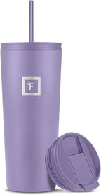 IRON °FLASK Classic Tumbler - Vacuum Insulated Stainless Steel Water Bottle, Double Walled, Drinking Cup, Insulated Travel Mug (Lavender, 24 oz Solid Lid)