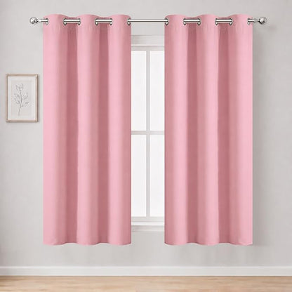 Pink Blackout Curtains 34 x 54 Inch Length/Set of 2 Curtain Panels/Thermal by Lemomo