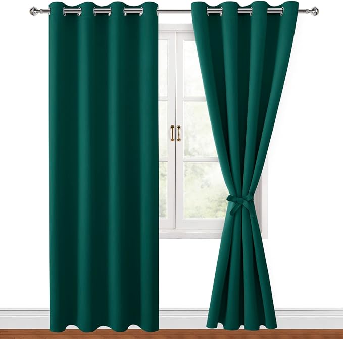 Blackout Curtains for Bedroom, Hunter Green, 52 x 96 Inch, 2 Panels | Thermal - Image 8