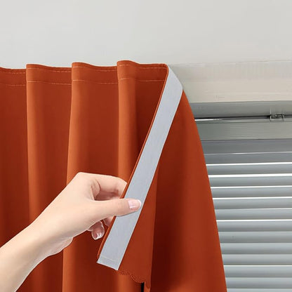 Thermal Blackout Curtains with Self-Adhesive Tape, No Rod No Drill Easy Install by Sovtfides