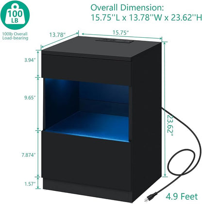 HOMMPA Set of 2 Open Shelf LED Nightstands - Image 2