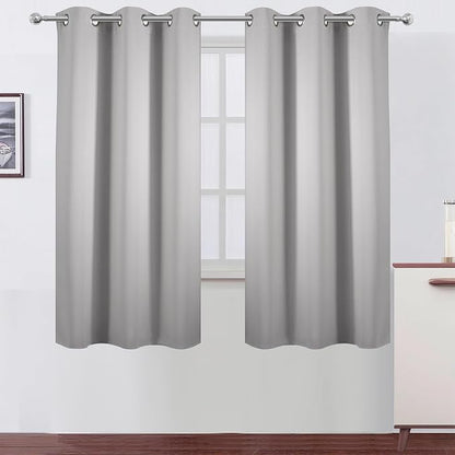 Light Grey Blackout Curtains 38 x 63 Inch Length/Set of 2 Curtain by Lemomo