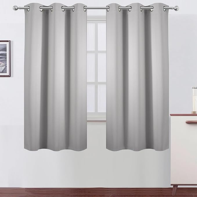 Light Grey Blackout Curtains 42 x 54 Inch Length Set of 2 Panels Grommet by Lemomo