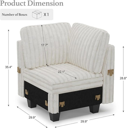 Belffin Corduroy Corner Seat for Modular Sofa Sectional Couches for Living Room - Image 2