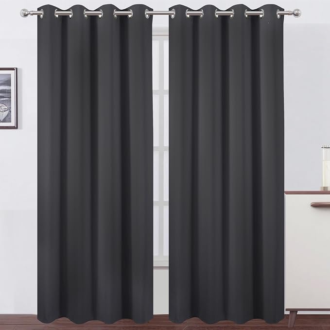 Blackout Curtains 66 x 95 inch/Dark Grey Curtains Set of 2 Panels/Thermal by Lemomo