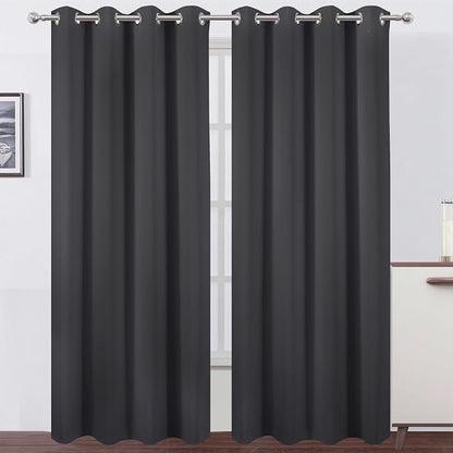 Blackout Curtains 66 x 95 inch/Dark Grey Curtains Set of 2 Panels/Thermal by Lemomo