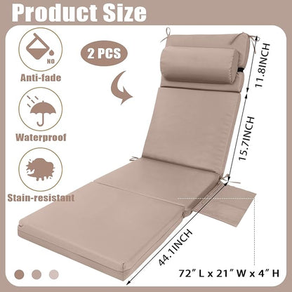 Wenqik 2 Pcs Outdoor Chaise Lounge Cushion - Image 3