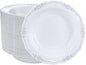 DaYammi 50 Pack Plastic Bowls with Silver Rim, 12oz Disposable Soup Bowls, Heavy Duty Dinner Bowls for Weddings, Parties, Dinners, Catering and Everyday Use