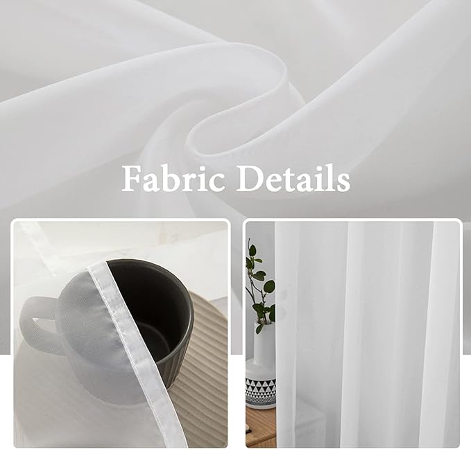 MIULEE 2 Panels White Sheer Curtains - Image 3