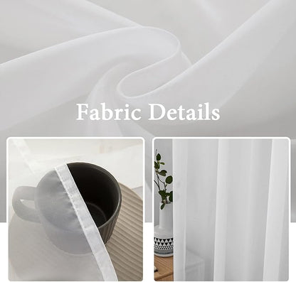 MIULEE 2 Panels White Sheer Curtains - Image 2