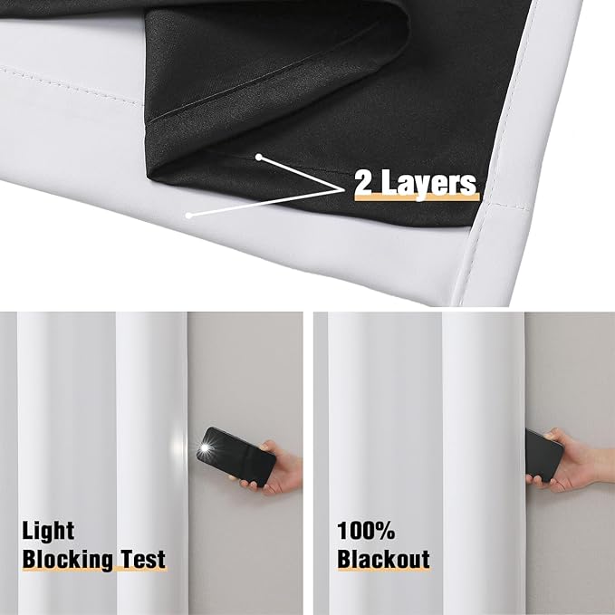 ChrisDowa White 100% Blackout Curtains - Image 4