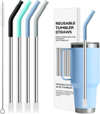 Stainless Steel Straws for 42 oz YETI Tumbler, 4 Pcs Metal Straws Reusable with Silicone Tip for 42 oz YETI, 30oz Stanley Cup(Color 1)