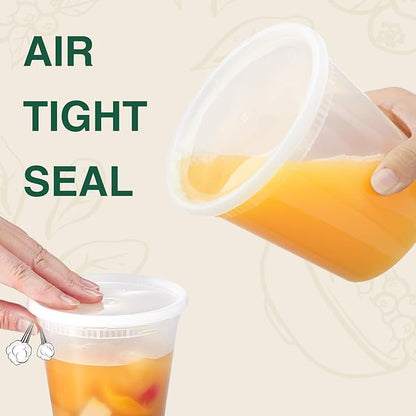 [8 oz. -24 Pack] Glotoch 1 Cup Soup Containers with Lids, Eco-Friendly Plastic Take Out Bowls, Microwave, Freezer & Dishwasher Safe, BPA-Free