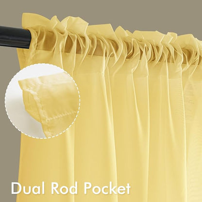 MIULEE Yellow Sheer Curtains 84 Inches Long 4 Panels 42 x 84 Inches | Light - Image 3