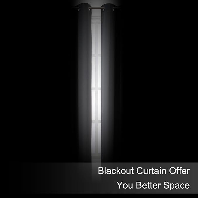 Blackout Curtains 66 x 84 inch/Frost Grey Curtains Set of 2 Panels/Thermal - Image 3