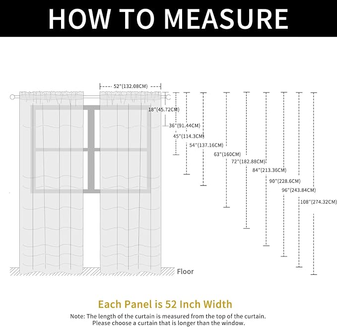 SpaceDresser Check Sheer Curtains 90 Inches Long - Image 5