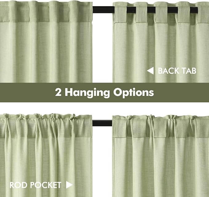 MIULEE Sage Green Kitchen Curtain 24 Inches Length 2 Panels Farmhouse | Soft - Image 5