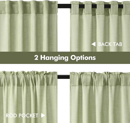 MIULEE Sage Green Kitchen Curtain 24 Inches Length 2 Panels Farmhouse | Soft - Image 5