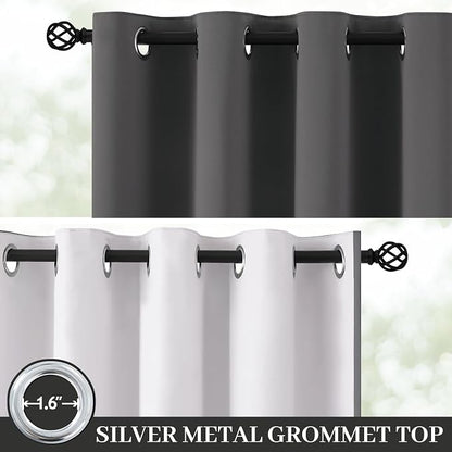 Yakamok Charcoal Grey 100% Blackout Curtains 63 Inches Long 50" Wide 2 Panel - Image 2