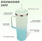 BJPKPK Insulated Tumbler with Handle, 26oz Insulated Tumblers with Lid and Straw, Stainless Steel Metal Water Bottles, Coffee Travel Mugs, Cups, Mint