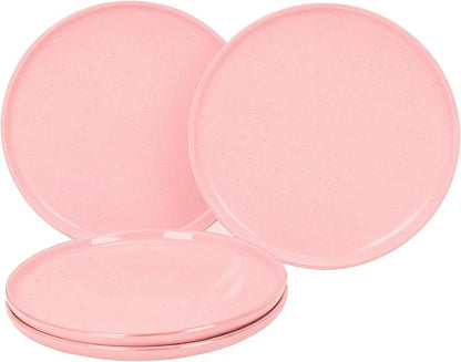 GZG Ceramic Dinner Plates Set of 4, 10.25 Inch Speckled Stoneware Plates with Clay-Tone Base, Large Ceramic Plates for Steak, Salad, Pizza, Microwave Oven Dishwasher Safe