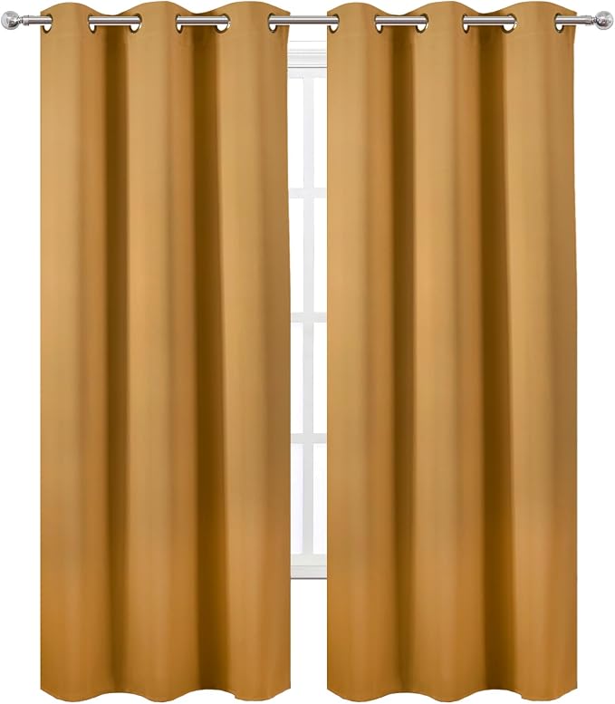 Mustard Yellow Thermal Blackout Curtains/38 x 84 Inch/Set of 2 Panels Room - Image 2