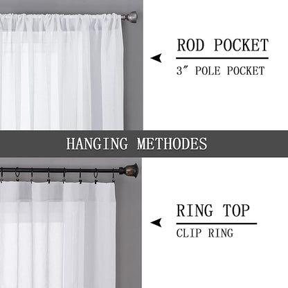 Tollpiz Sheer Tier Curtain Linen Textured Half Kitchen Curtains Sheer Light - Image 5