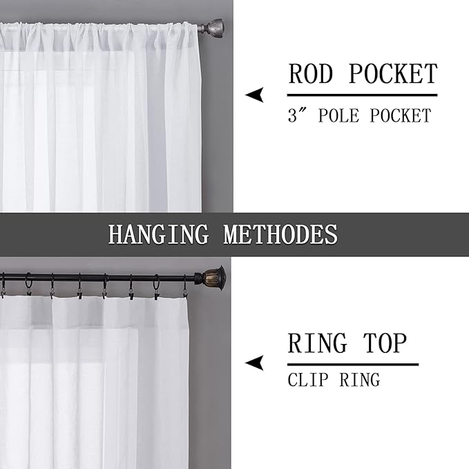 Tollpiz Sheer Tier Curtains Kitchen Linen Textured Half Curtain Sheers Light - Image 5