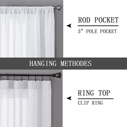Tollpiz Sheer Tier Curtains Kitchen Linen Textured Half Curtain Sheers Light - Image 5
