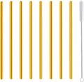 Short Cocktail Straws, Metal Stainless Steel Reusable Small Mini Coffee Stir Drinking Straw for Party Accessories Mason Jar Tumbler Juice Box Tea Coffee Mocktails Mojito Drinks with Brush, Gold 8Pcs