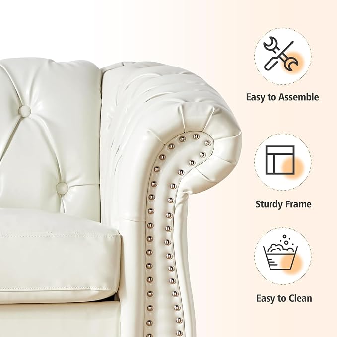 Mid-Century Sofa Chair, Faux Leather Accent Chair - Image 3