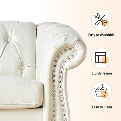 Mid-Century Sofa Chair, Faux Leather Accent Chair - Image 3