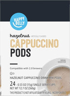 Amazon Brand - Happy Belly Light Roast Cappuccino Coffee Pods, Hazelnut Flavored, Compatible with K-Cup Brewers, 24 Count (Pack of 2)